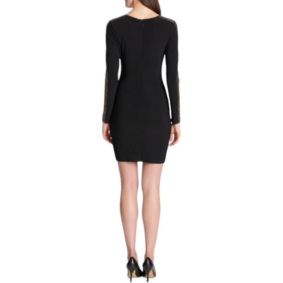 GUESS BodyCon Mini Dress Studded Gold Detail Long Sleeve Y2K 90’s Size 4 Party - Picture 5 of 5